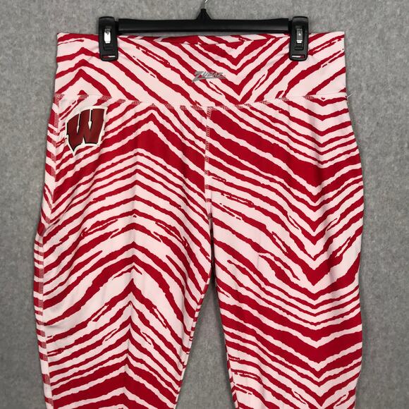 Zubaz Leggings Womens XL Red‎ Wisconsin Badgers Performance Active Tight Zebra - Picture 2 of 9